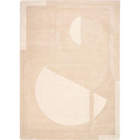 Area Rug Beige Wool Rectangular Shape Geometric Pattern 160 x 230 cm MOdern Style Living Room GAYA