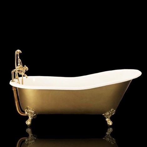Freistehende Gusseisen Badewanne ASHFORD gold  156