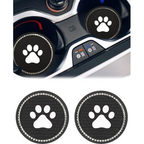 2 sottobicchieri per portabicchieri da auto con strass brillanti, sottobicchieri a forma di zampa, accessori universali antiscivolo per auto, camion e SUV (1/5)