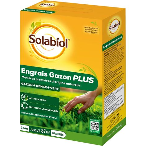 Engrais Gazon Plus - 3,5 kg - Granulés - Jusqu'à 87m² - Nutrition Longue Durée - Gazon Dense (1/5)