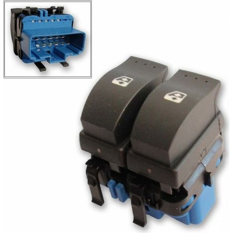 BOUTON LEVE VITRE RENAULT MEGANE 2 SCENIC 2 CLIO 2 LAGUNA 2 TRAFIC 2 (BLEU)