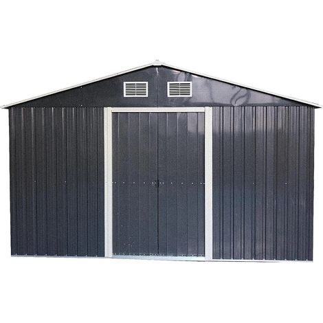 HABRITA Abri de jardin métal grand volume anthracite 6,60 m² - toit double pente