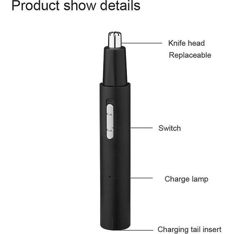 noir Tondeuse Oreille Nez, Tondeuse Poils Rechargeable Professionnel Usb, Indolore Pour Homme Et Femme, Tondeuse Faciale Pour Hommes, Lame Tanche (1/5)