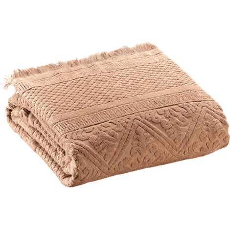 VIVARAISE - Drap de bain Zoé en coton 100% - Noisette - 100 x 180 cm (1/4)
