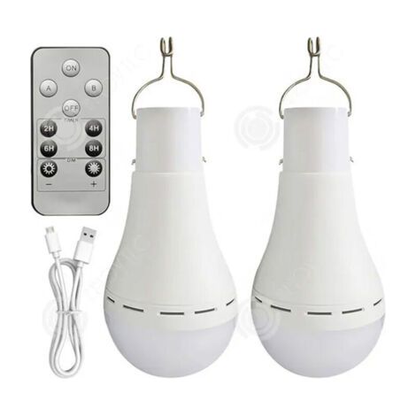 Ampoule rechargeable - 12W - Télécommande - Étanche IP65 - Portable pour camping