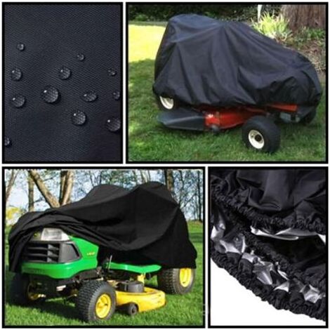 AHLSEN Housse de protection UV universelle pour tondeuse à gazon, tracteur de pelouse, tondeuse autoportée, tissu Oxford imperméable et anti-UV pour jardin extérieur (noir, taille : 177110110cm)