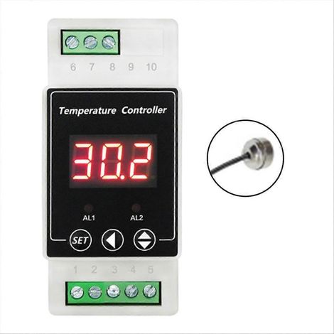 Thermostat à LED pour rail DIN, relais 2 voies DC8-24V, contrôleur A (1/5)