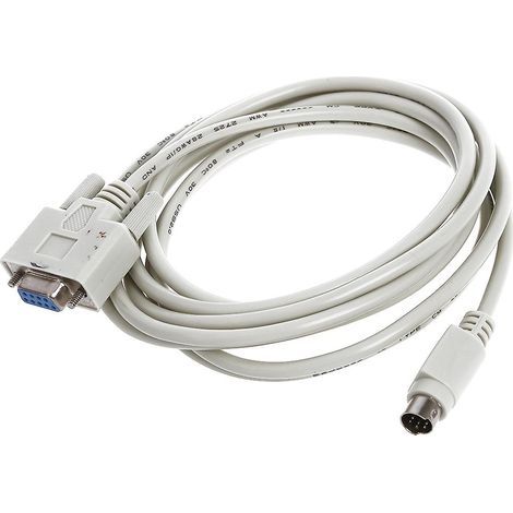 Câble de téléchargement Mini DIN RS232 DB 9 broches vers 8 broches, blanc, 3 m, pour automate programmable série DVP - DCPCAB215 (1/4)