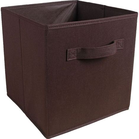 Faltbare Aufbewahrungsbox aus braunem Stoff, 25 cm breit x 25 cm lang x 25 cm hoch, ohne Deckel, Schubladentyp, 1 Stück (1/4)