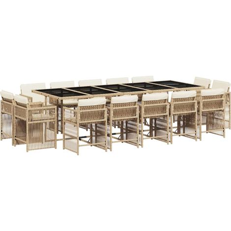 Maison Exclusive - Set comedor de jardín con cojines 15 pzas ratá (1/5)