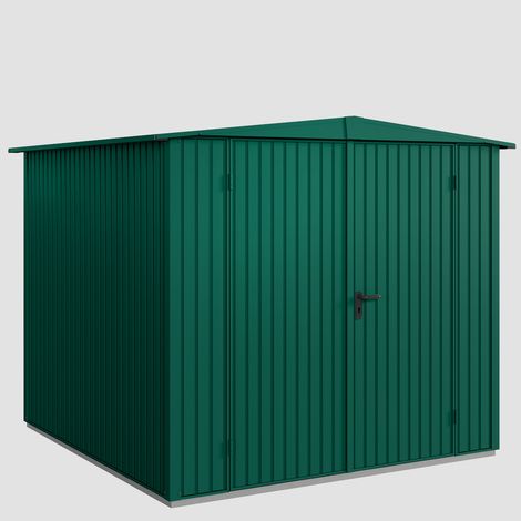 Hörmann Ecostar Metall-Gerätehaus Trend mit Satteldach Typ 2, 259 x 248 cm, moosgrün, 5,7 m², 2-flüglige Tür