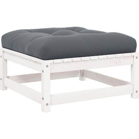 vidaXL Taburetes de jardín con cojines madera maciza de pino blanco (1/5)
