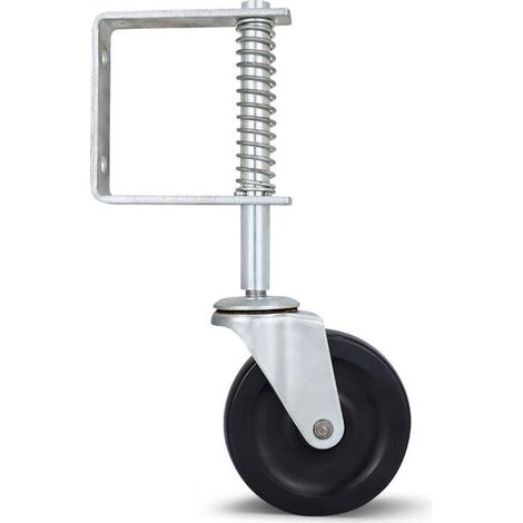 VURAHOME - Support de roue de porte de 4 pouces, rouleau de porte oscillant, roue de porte oscillant, capacité de charge lourde de 220 LB, roue de porte à ressort en caoutchouc pour portes de ferme en (1/5)