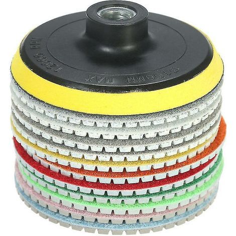 12 sets of 4-inch diamond abrasive pads (2 pieces each for grit 30/50 + grit 100/200/400/800/1500/3000/6000 each, 1 piece + 1 sanding disc) (1/5)