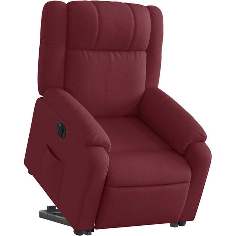 vidaXL Poltrona Alzapersona Reclinabile Elettrica Rosso Vino Tessuto