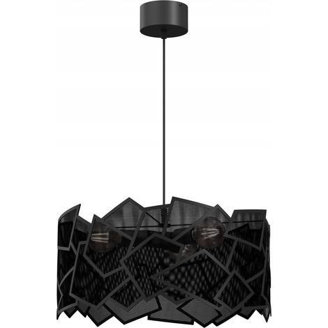 Lampadario Luminex Camo nero metallo 3xE27 Ø49,5 H110 cm
