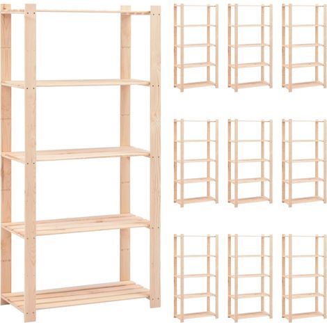 Lot de 10 Étagères de Rangement à 5 niveaux,Meuble Rangement Bibliothèque pour Salon, Bureau 80x38x170 cm Pin 250 kg - DH78229 (1/5)