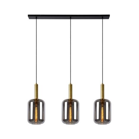 Lampada a sospensione Lucide Joanet 3xE27 vetro fumé