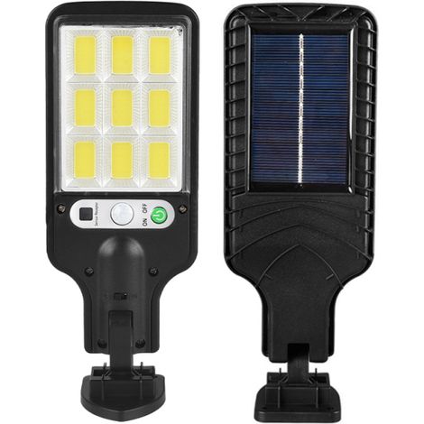 Lampadaire solaire extérieur LED avec détecteur PIR – étanche, angle 120°, 3 modes réglables, télécommande, pour jardin, allée, garage (1/5)