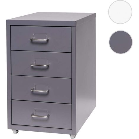 Caisson à roulettes Boston T851, armoire à tiroirs, en acier, 48x28x41cm, 4 tiroirs - gris foncé (1/5)