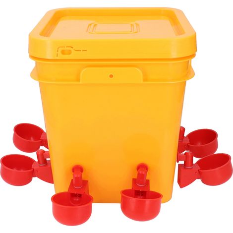 Abreuvoir automatique anti-déversement à remplissage automatique pour volailles (poulets, oiseaux, canards, oies, dindes) - Gobelets rouges (1/5)