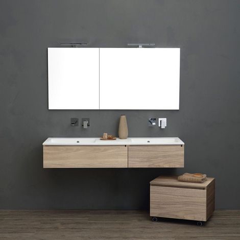 Mueble De Baño Suspendido 150Cm 2 Cajones Roble Natural Valentina (1/5)