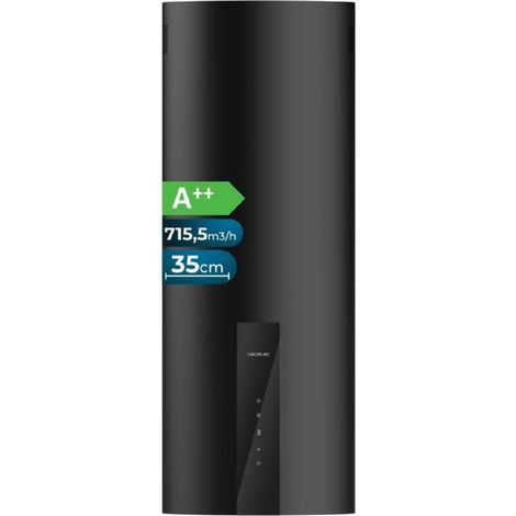 Cecotec Hotte murale ronde 35 cm Bolero Flux DRT 358000 Black (A++). Finition noire, 715 m³/h, 2 vitesses. (1/5)