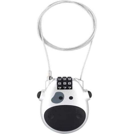 Serrure à combinaison de vélo, Câble Antivol Compact,Antivol Avec Code à 3 Chiffres,Antivol Câble Rétractable,Antivol Scooter, Antivol à Combinaison Vélo,Antivol Code Universel Argent (1/3)