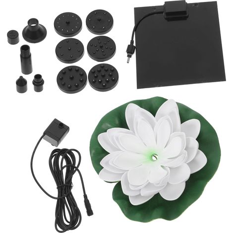 Fontaine Solaire Lotus Flottante pour Bain d'oiseaux Extérieur, 2,5w, Décoration Bassin Jardin, Énergie Solaire Écologique, Fontaine Nénuphar Décorative pour Étang (1/5)