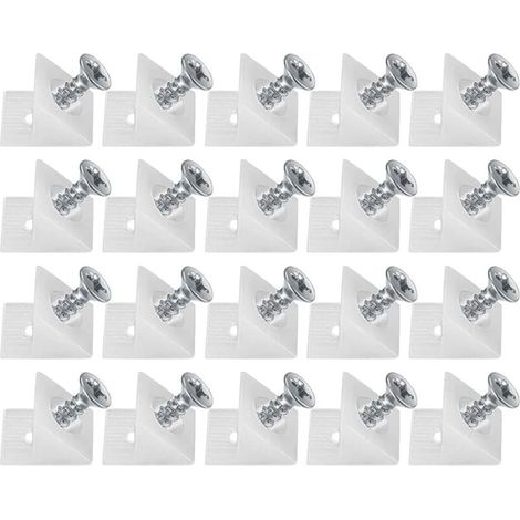 20 Pièces Cales en Plastique pour Meuble Tiroir, Équerre De Fixation, Connecteur Arrière Stabilisateurs, Fond de Tiroir Connecteur avec Vis, pour Réparer Affaissement Étagère Meuble (1/4)