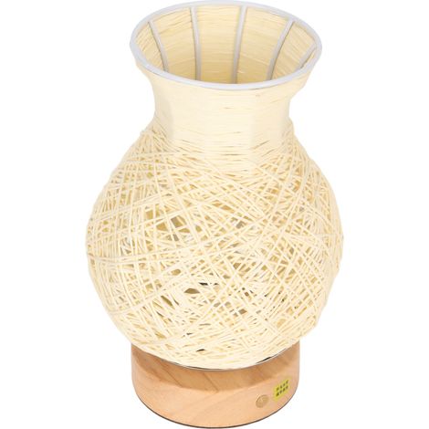 Lampe de chevet en rotin avec vase, rechargeable par USB, 1600 mAh, lumière chaude, intensité variable, veilleuse LED en forme de boule de rotin pour la maison (1/5)