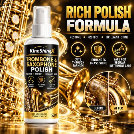 KineShineX Polierspray für Posaune und Saxophon – Entfernt Oxidation, Schmutz und Verfärbungen (1/5)