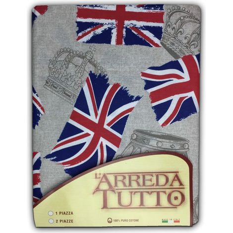 TELO ARREDO COPRITUTTO GRAN FOULARD COPRILETTO COPRIDIVANO TESSUTO BANDIERA INGLESE LONDRA 2 PIAZZE