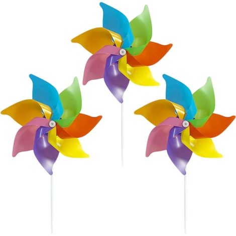 Windspiel für Kinder, 3 Stück, 38,1 cm, Regenbogen-Windspiel für Kinder mit Pfählen, für Hof und Garten, dekorativ, um Vögel auf Rasen, Terrasse, Picknick-Party zu verscheuchen (1/4)