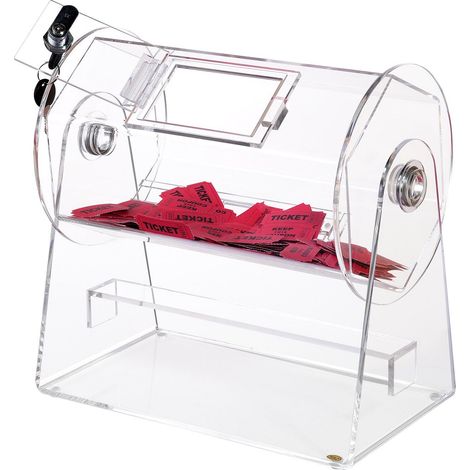Tambour de Tombola en Acrylique, Contenance 2500 Billets ou 100 Boules, Cage Rotative Professionnelle pour Loterie avec 2 Clés, Boîte Transparente de Tirage au Sort pour Bingo et Jeux de Hasard (1/5)