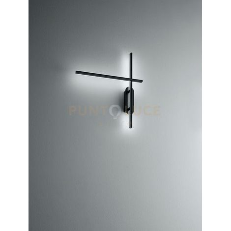 Applique Moderna Tange Alluminio Nero Acrilico Led 20W 3000K