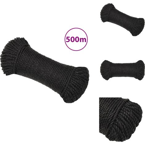 Corde de travail Noir 8 mm 500 m polypropylène - Corde De Travail - Corde Noire - Corde En Polypropylène - Corde Épaisse - Corde Robuste (1/5)