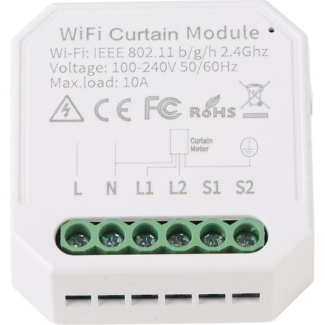 Jeffergarden Module Intelligent de Contrôle de Rideau (10A) - WiFi, Contrôle Vocal, 2 Directions - Compatible Tuya (Blanc) (1/5)