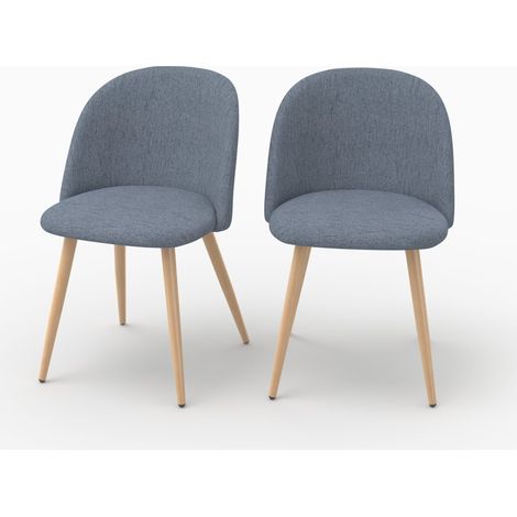 Lot de 2 chaises en tissu bleu marine et pieds en métal - Cozy (1/5)