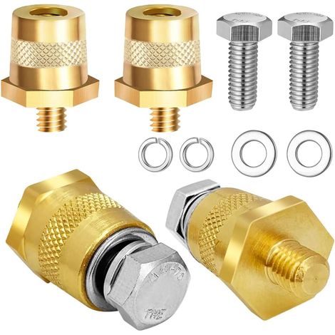 Adaptateur de borne de Batterie M8, Pinces de borne de Batterie en Laiton avec vis et rondelles en Acier Inoxydable - Compatible avec Les Yachts, Les Voitures, Les camions (1/5)