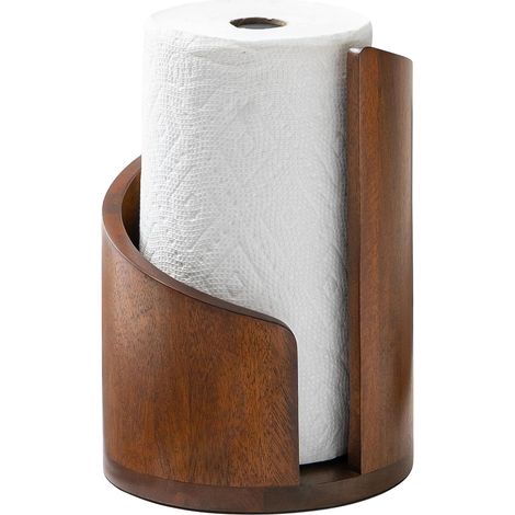 Porte-essuie-tout en bois avec support métallique, organisateur d'essuie-tout pour la cuisine, décoration de table, convient aux plans de travail, peut contenir des essuie-tout extra-larges. (1/5)