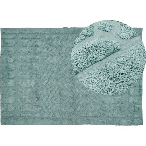 Alfombra de algodón verde menta 140 x 200 cm hecho a mano patrón geométrico Sirnak