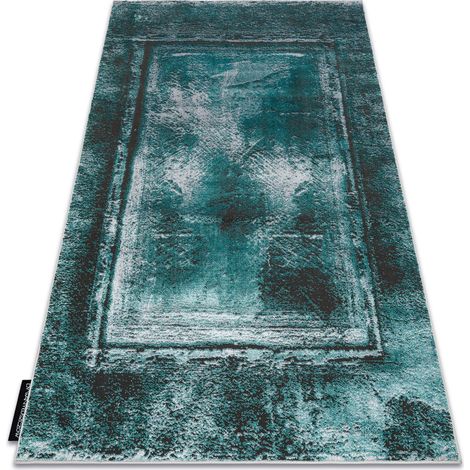 Modern DE LUXE Teppich 634 Rahmen vintage - Strukturell grün / Anthrazit green 140x190 cm
