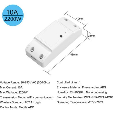 Interrupteur Intelligent Wifi - 10 A - Compatible SmartLife Tuya - Pour Domotique Maison - 1 Pièce (1/5)