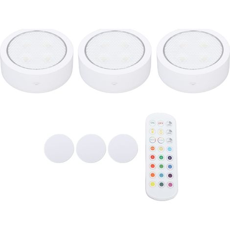 Ortviai 3 spots LED RGB avec télécommande sans fil pour meubles de cuisine – piles AA incluses (1/5)