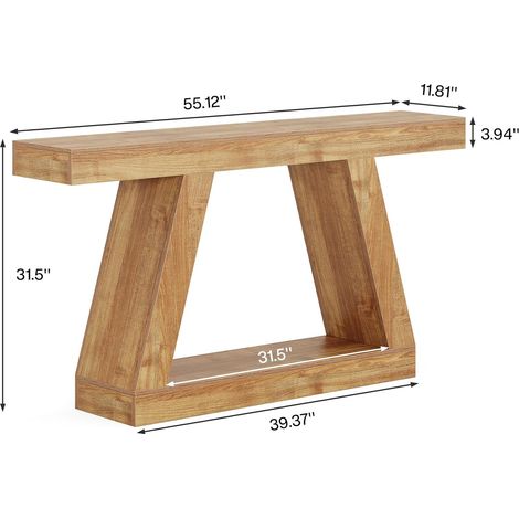 Tribesigns – Table console d'entrée 140 x 30 x 80 cm – Bois de ferme marron – Rangement intégré pour entrée, salon, couloir – Style rustique
