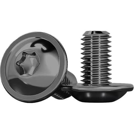 Vis à Tête Bombée Avec Bride 20 Pièces Vis Torx Noir M4x10mm Tête Bombée ISO 7380-2 Acier Inoxydable A2 V2A Pour Machines, Filetage Complet (1/5)