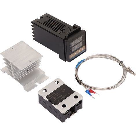 【Controlador de temperatura PID】 SSR40A [Kit] Controlador PID Termopar tipo K + Relé SSR 40A + Disipador de calor de aluminio