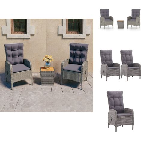 Gartenmöbel-Sets - Living 3-tlg. Bistro-Set Poly Rattan und Akazienholz Grau (1/5)