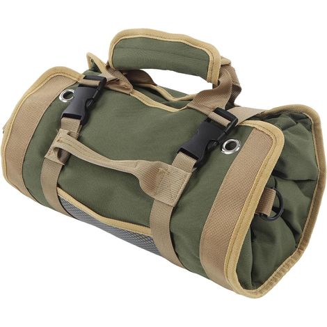 Sac à outils enroulable en tissu Oxford portable multifonction Pochette de rangement à suspendre pour électricien, plombier, charpentier (vert) (1/5)
